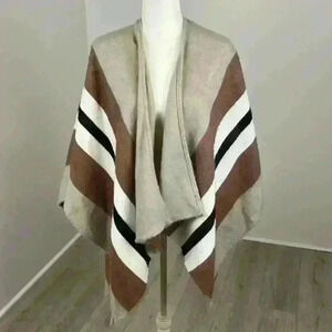 Dynamite Striped Poncho Sweater OS